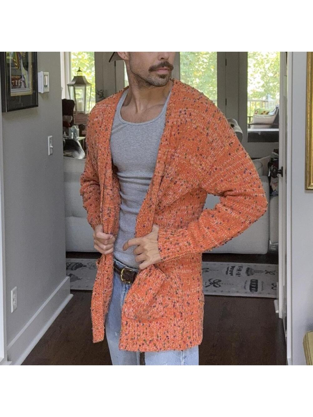 Orange Confetti Knit Long Cardigan 🍊